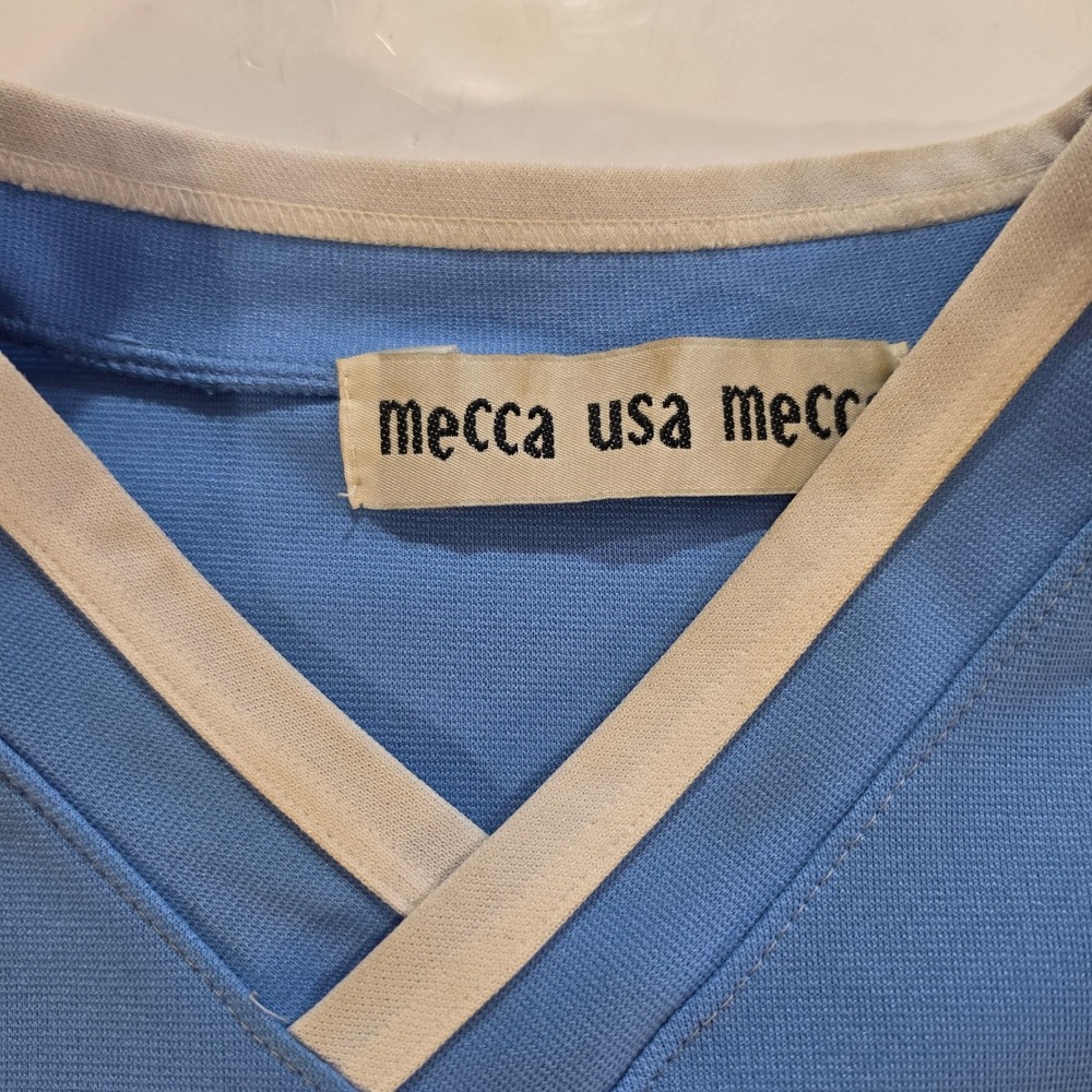Vintage Mecca USA Jersey Light Blue White Graphic Hip Hop Streetwear Mens XL - Picture 4 of 8